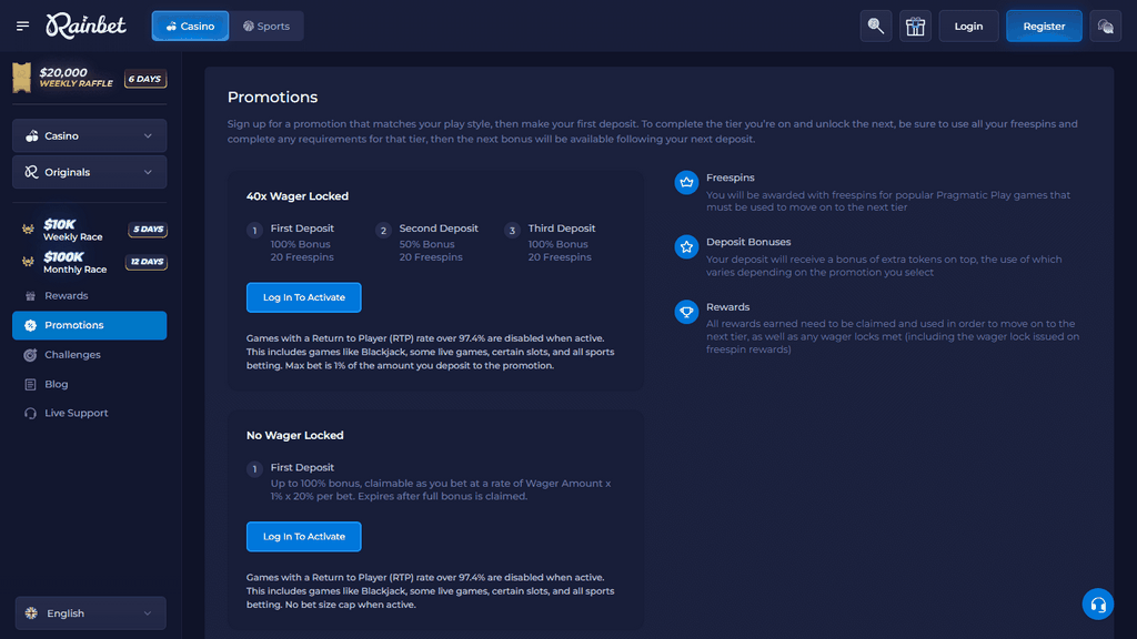 Avis sur Rainbet Casino : Notre test avec 500 $ en argent réel